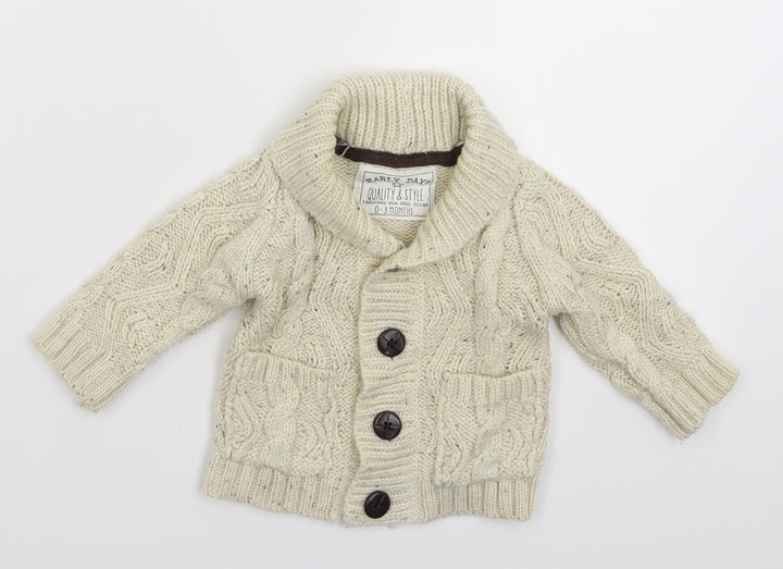 Earlydays Baby White Knit Cardigan Jumper Size 0-3 Months