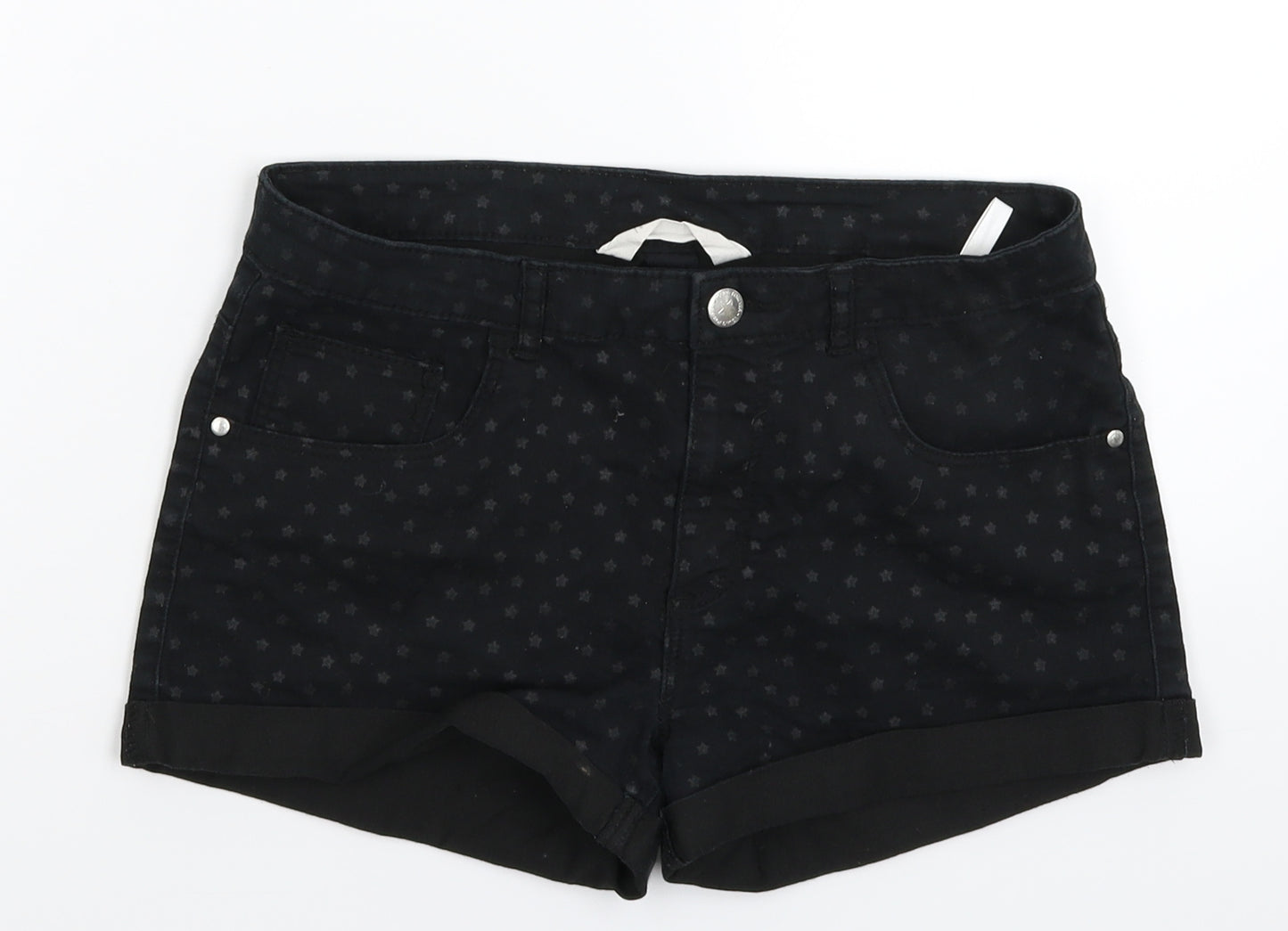H&M Girls Black  Denim Hot Pants Shorts Size 14 Years