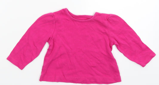 Front view of George girls’ pink basic t-shirt, size 6-9, months