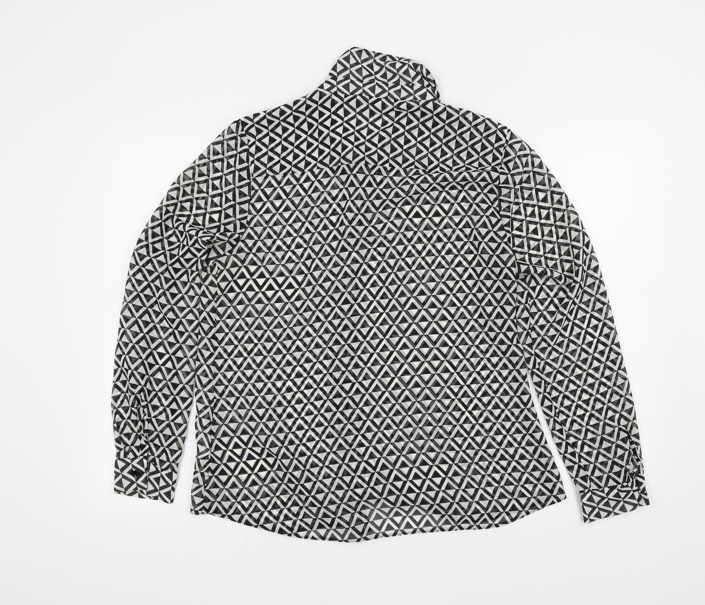 Papaya Womens Black Geometric  Basic Button-Up Size 12