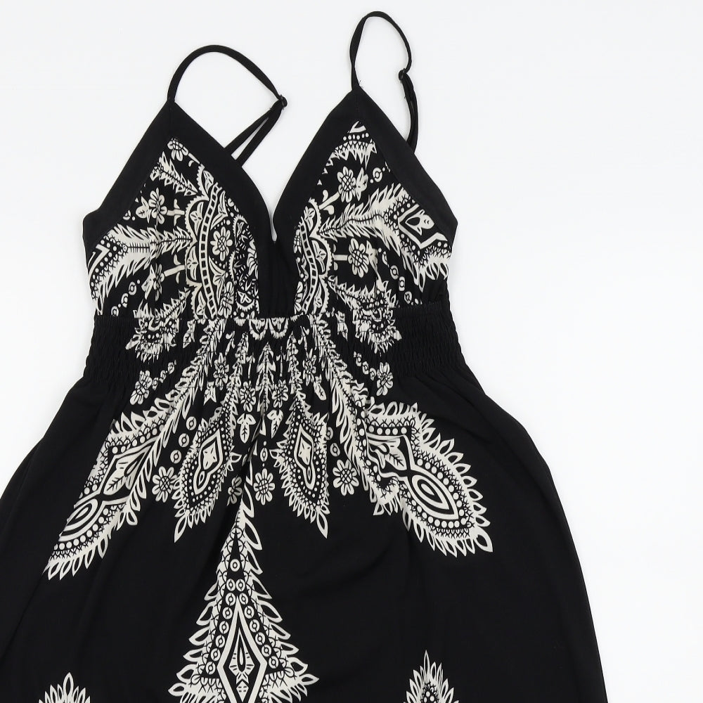 Stella Womens Black Geometric  A-Line  Size L