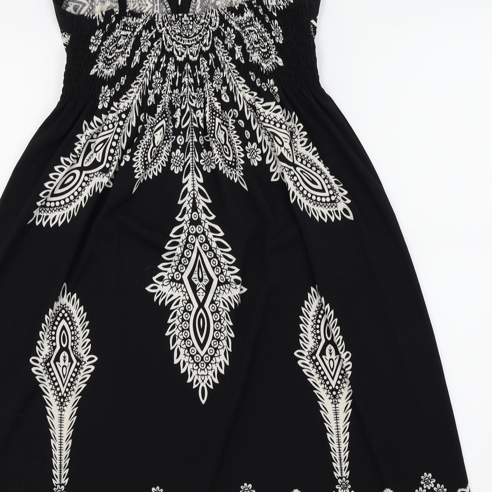 Stella Womens Black Geometric  A-Line  Size L