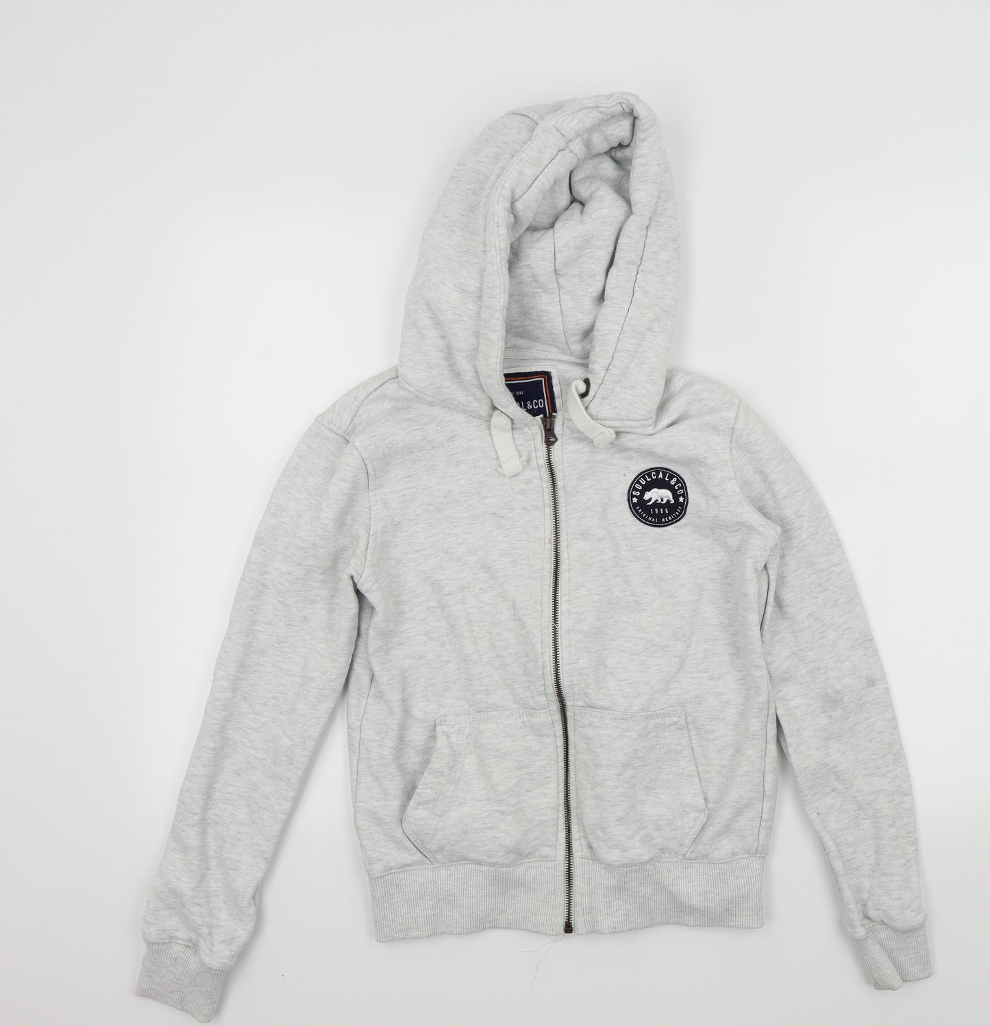 SoulCal&Co Boys Grey Colourblock  Full Zip Hoodie Size 8 Years