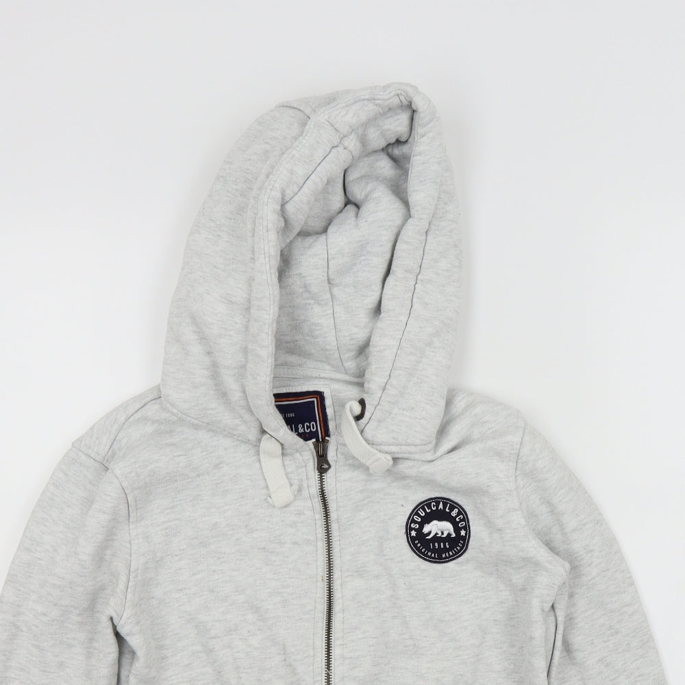 SoulCal&Co Boys Grey Colourblock  Full Zip Hoodie Size 8 Years