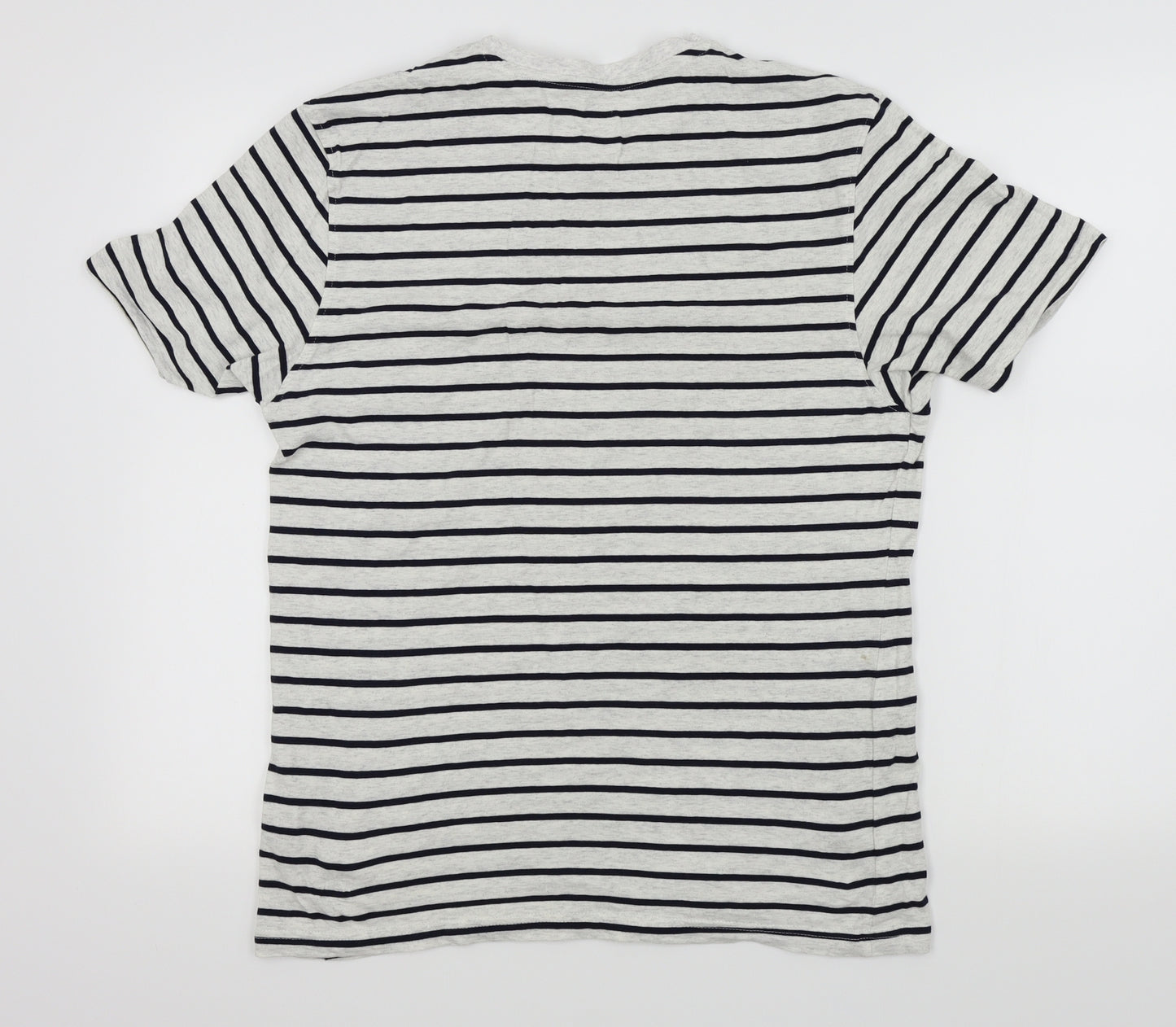 M&S Womens Silver Striped  Basic T-Shirt Size M