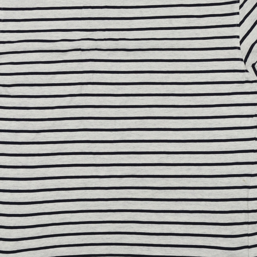 M&S Womens Silver Striped  Basic T-Shirt Size M