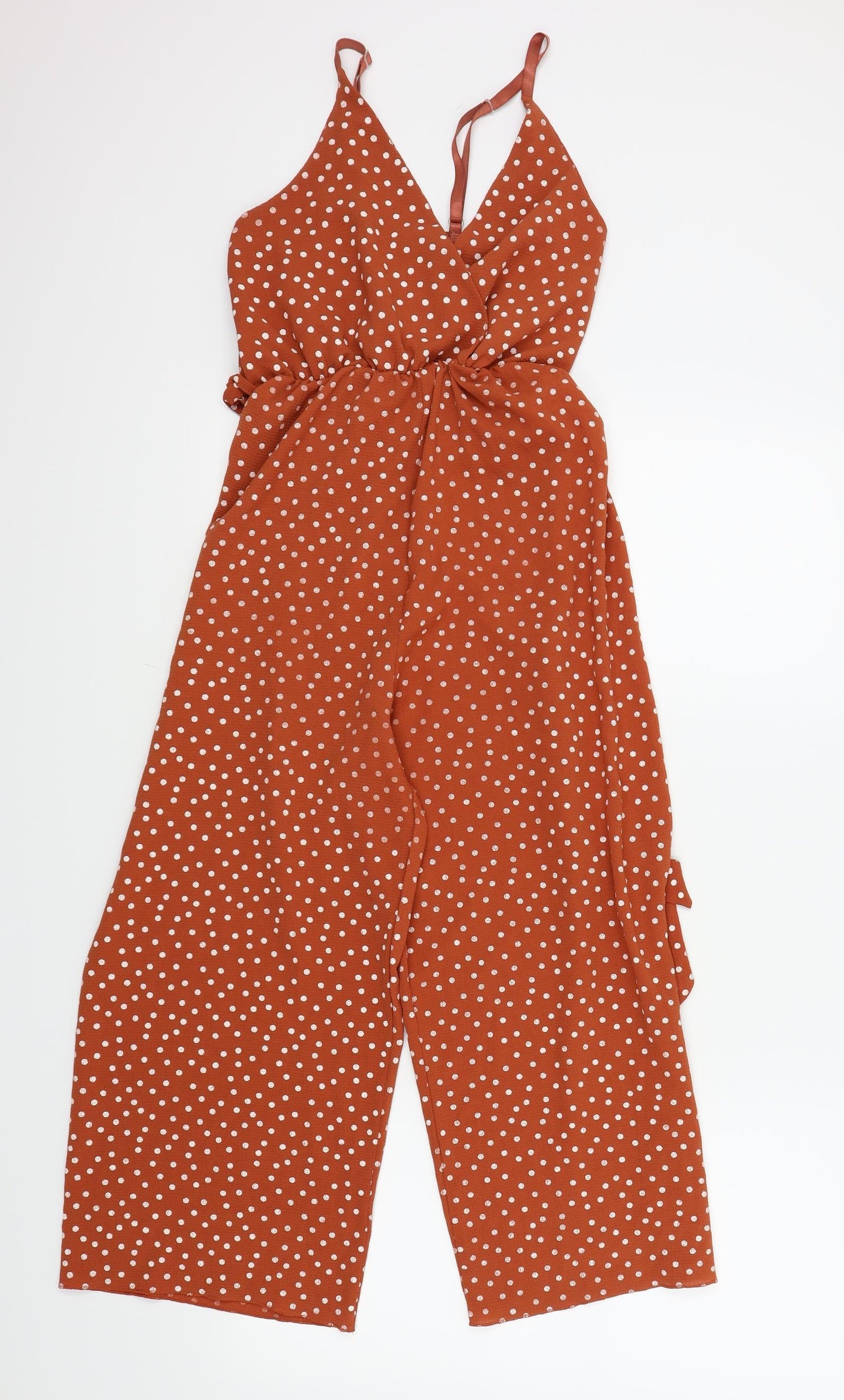 Quiz Womens Brown Polka Dot  Jumpsuit One-Piece Size M L20 in