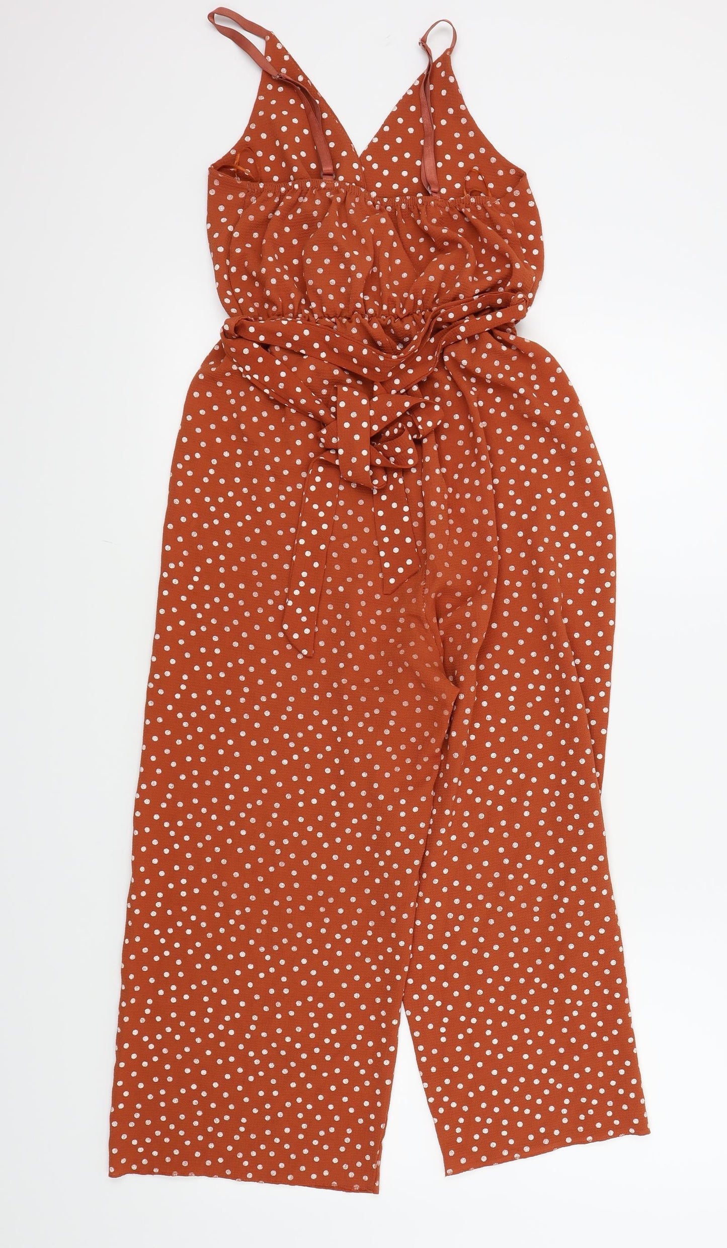 Quiz Womens Brown Polka Dot  Jumpsuit One-Piece Size M L20 in