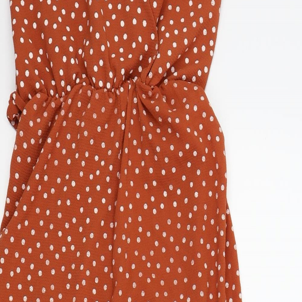 Quiz Womens Brown Polka Dot  Jumpsuit One-Piece Size M L20 in