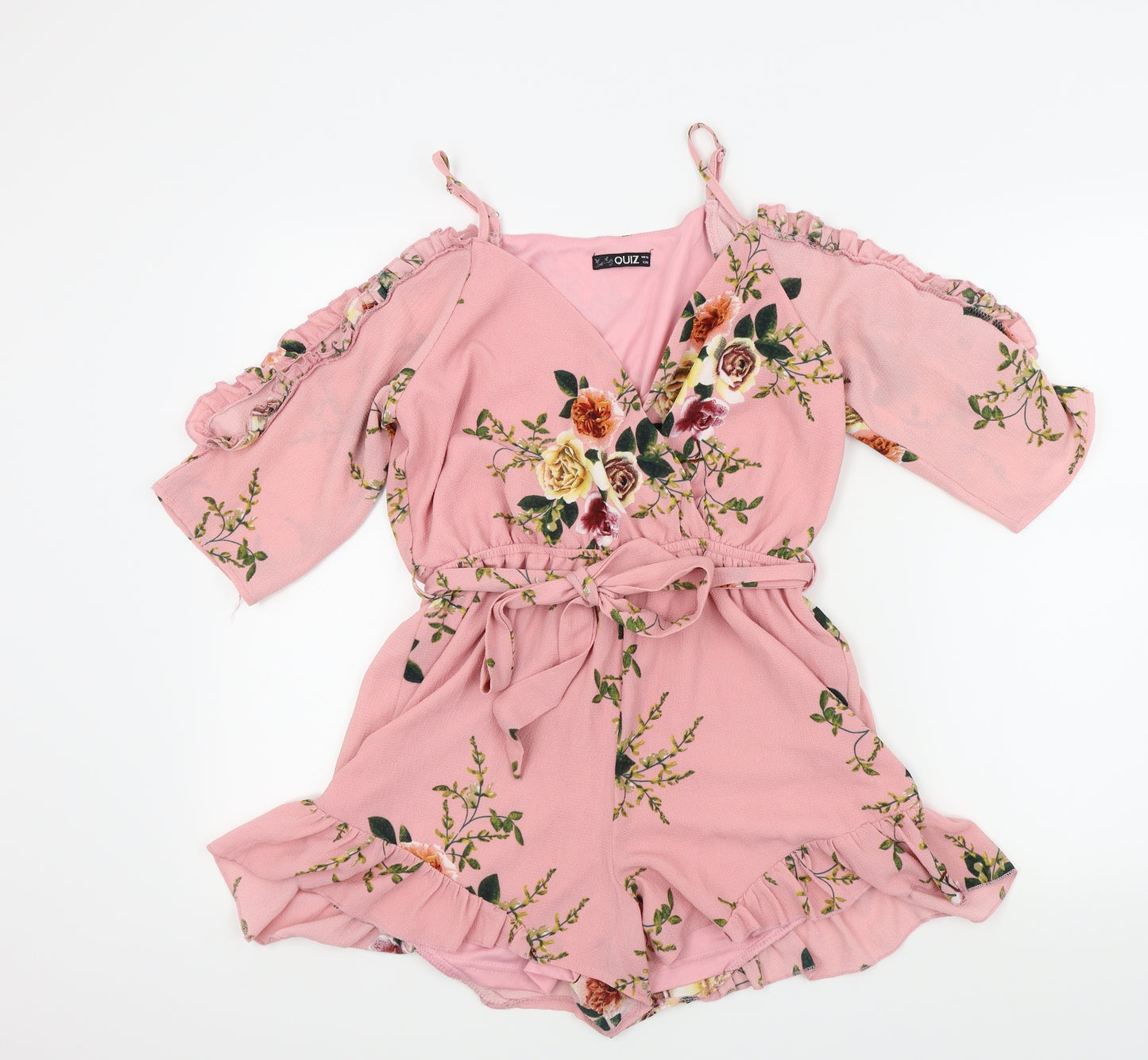 Quiz Womens Pink Floral  Skirt/ Skort Set One-Piece Size 10  - Frill Detail