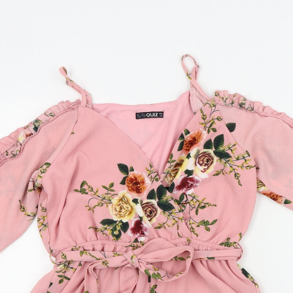 Quiz Womens Pink Floral  Skirt/ Skort Set One-Piece Size 10  - Frill Detail