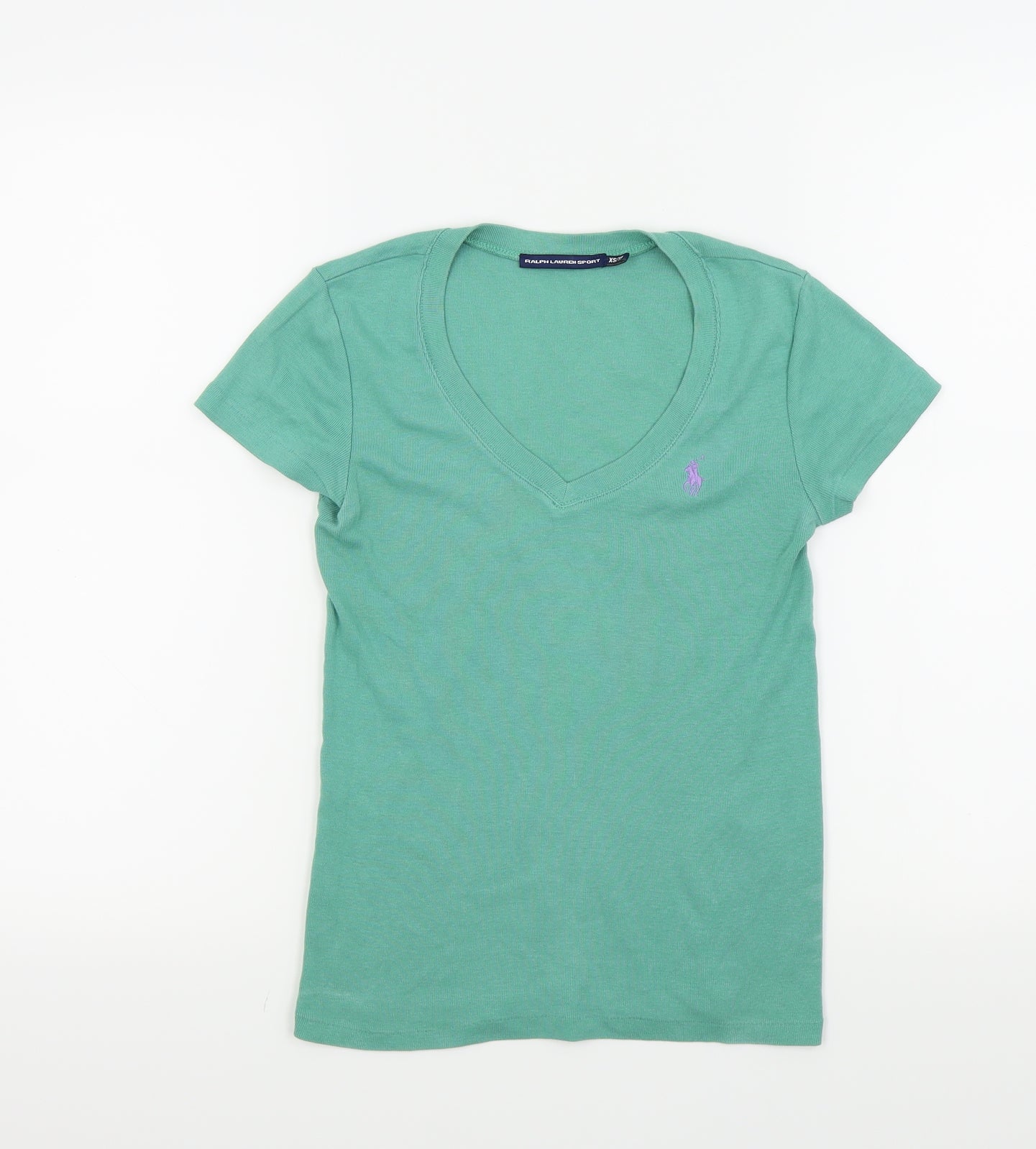 Ralph Lauren Womens Green Colourblock  Basic T-Shirt Size XS