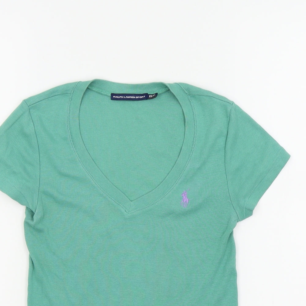 Ralph Lauren Womens Green Colourblock  Basic T-Shirt Size XS