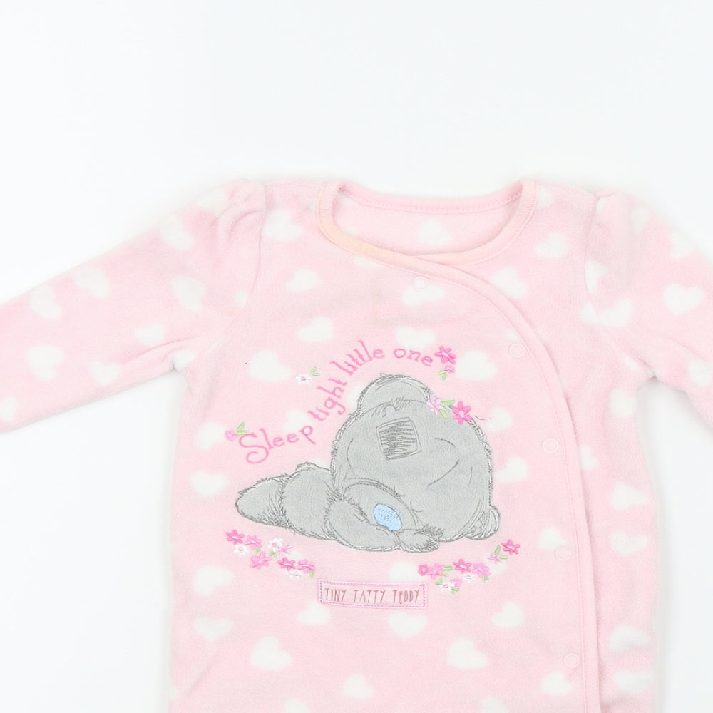 George  Pink Colourblock  Babygrow One-Piece Size 0-3 Months  - Taddy bear