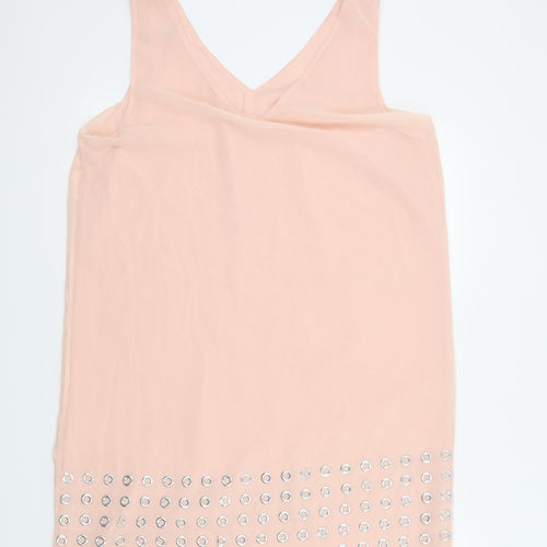 Preworn Womens Pink Houndstooth  A-Line  Size 16