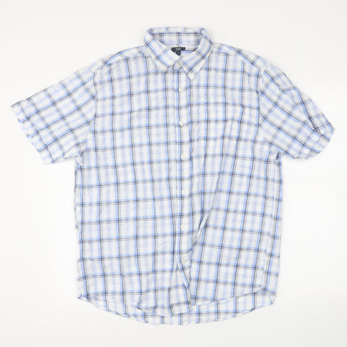 Easy Mens Blue Plaid   Button-Up Size L