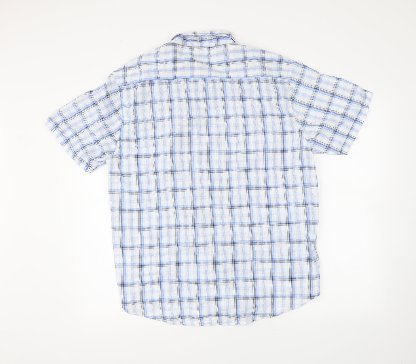 Easy Mens Blue Plaid   Button-Up Size L