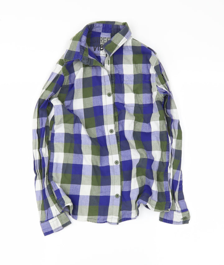 F&F Boys Blue Gingham Basic Button-Up Size 9-10 Years