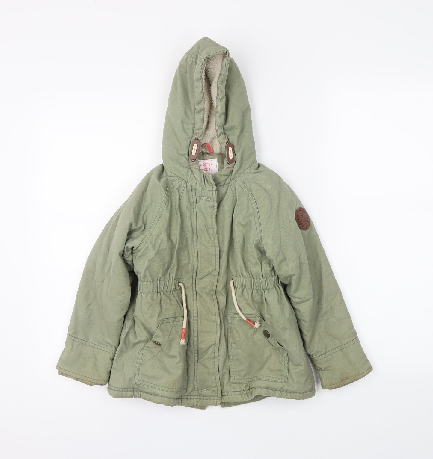 George Girls Green   Parka Coat Size 4-5 Years
