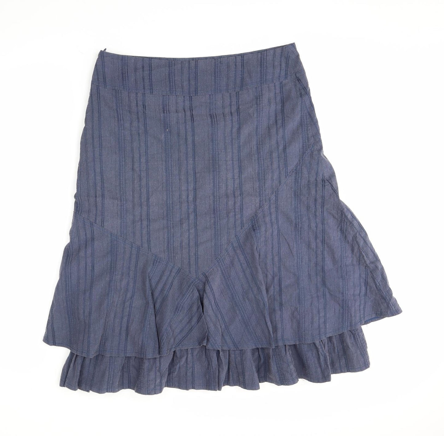 Affinites Womens Blue Striped  Swing Skirt Size 16