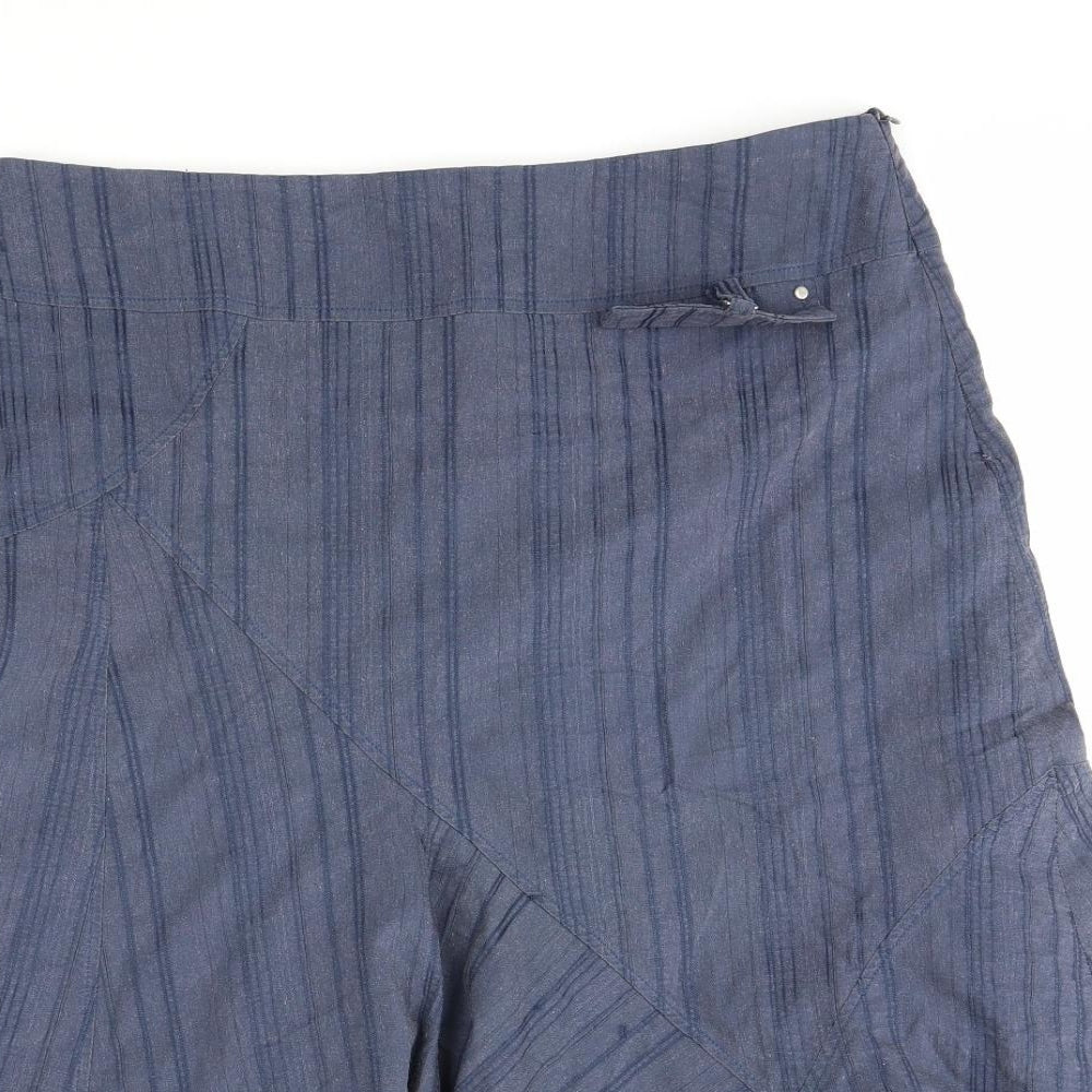 Affinites Womens Blue Striped  Swing Skirt Size 16