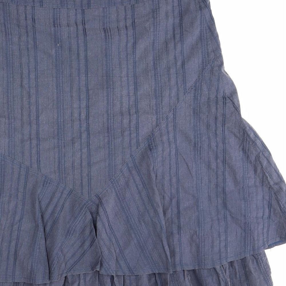 Affinites Womens Blue Striped  Swing Skirt Size 16