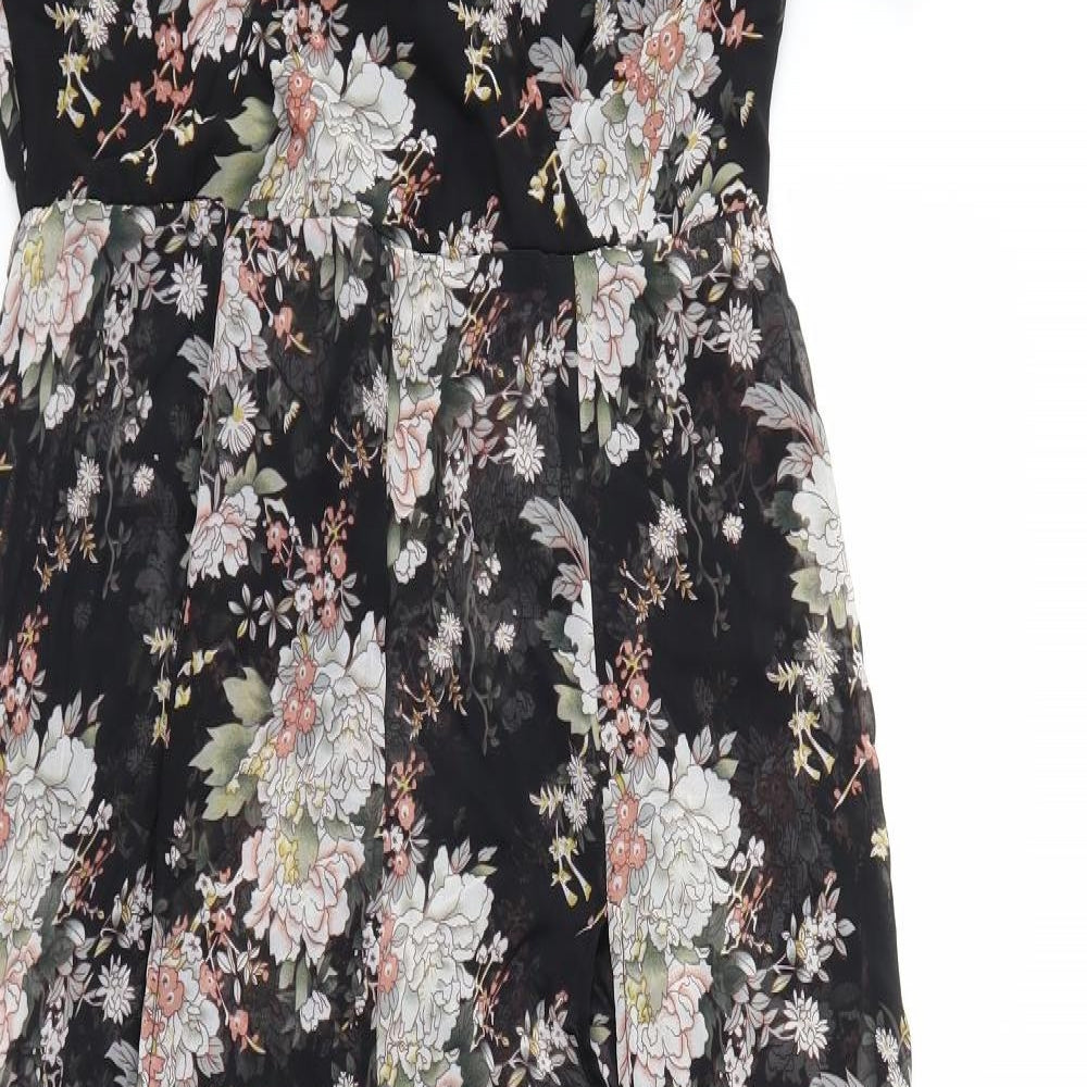 Atmosphere Womens Black Floral  Jumpsuit One-Piece Size 14 L29 in