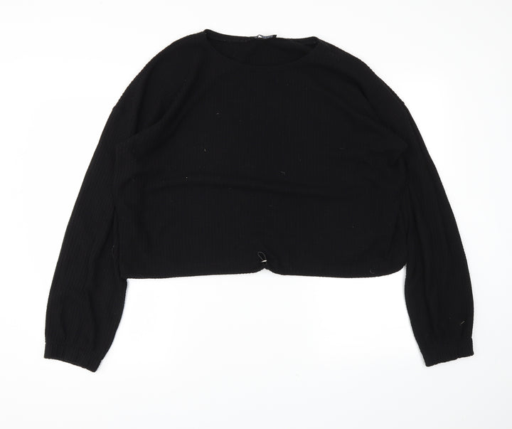 Select Womens Black   Cropped Polo Size XL