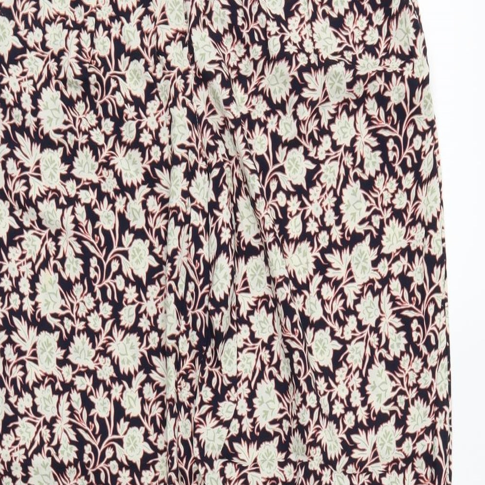 M&S Womens Beige Floral  Trousers  Size 14 L30 in