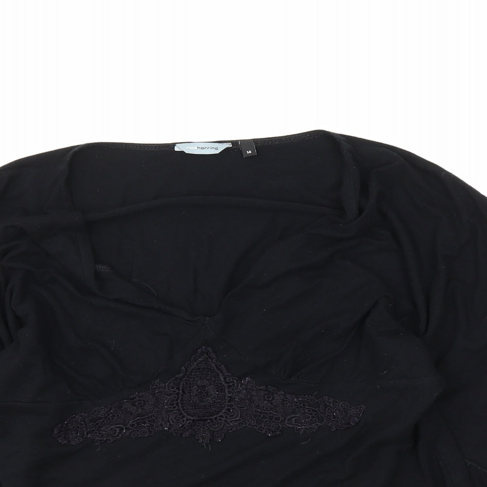 Red Herring Womens Black   Basic Blouse Size 14