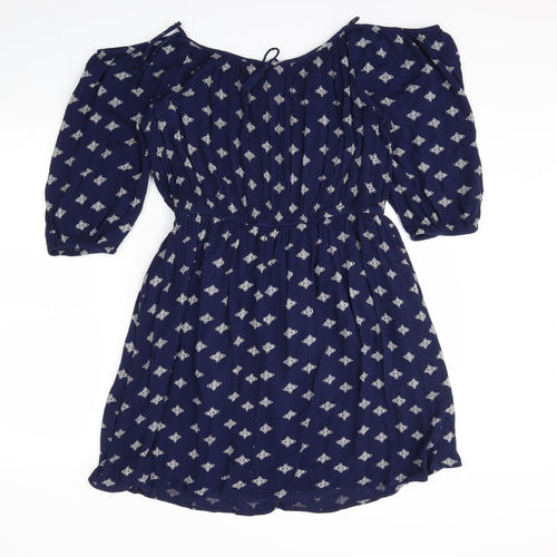 George Womens Blue Batik  Skater Dress  Size 14