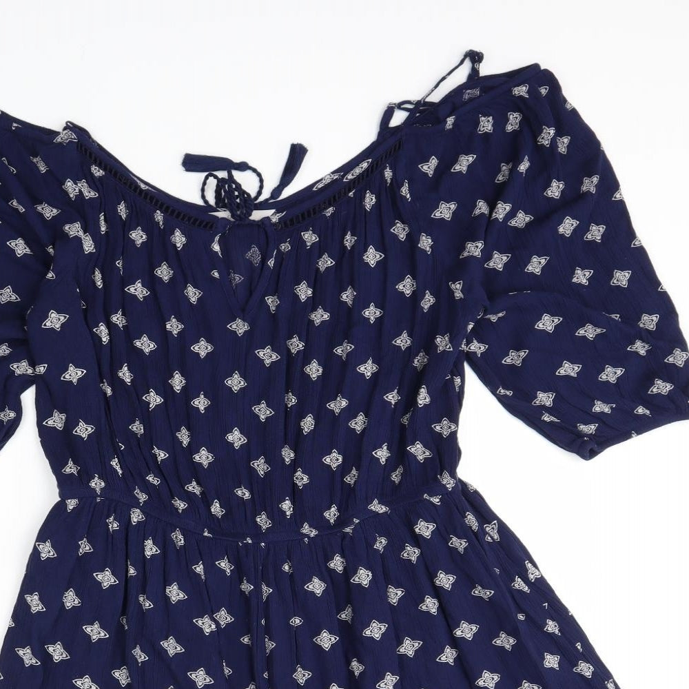 George Womens Blue Batik  Skater Dress  Size 14