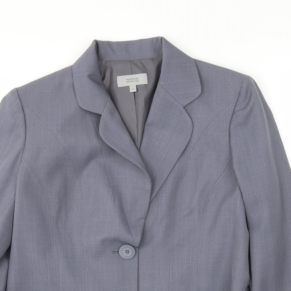 M&S Womens Grey   Jacket Blazer Size 14