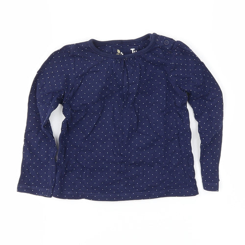 TU Girls Blue Polka Dot  Basic T-Shirt Size 12-18 Months