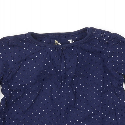 TU Girls Blue Polka Dot  Basic T-Shirt Size 12-18 Months