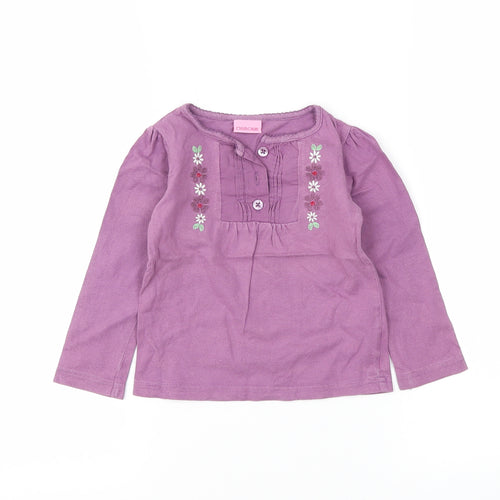 Cherokee Girls Purple Floral  Basic T-Shirt Size 24 Months