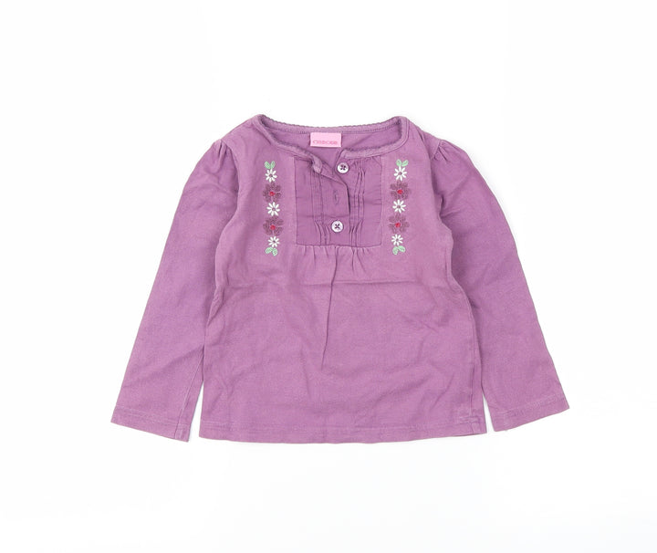 Cherokee Girls Purple Floral Basic T-Shirt Size 24 Months