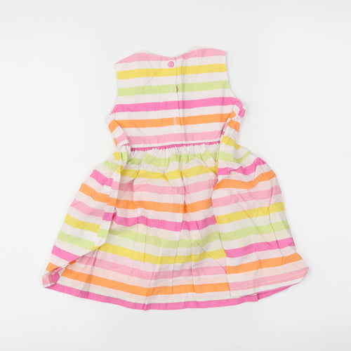 H&M Girls White Striped  Skater Dress  Size 12-18 Months