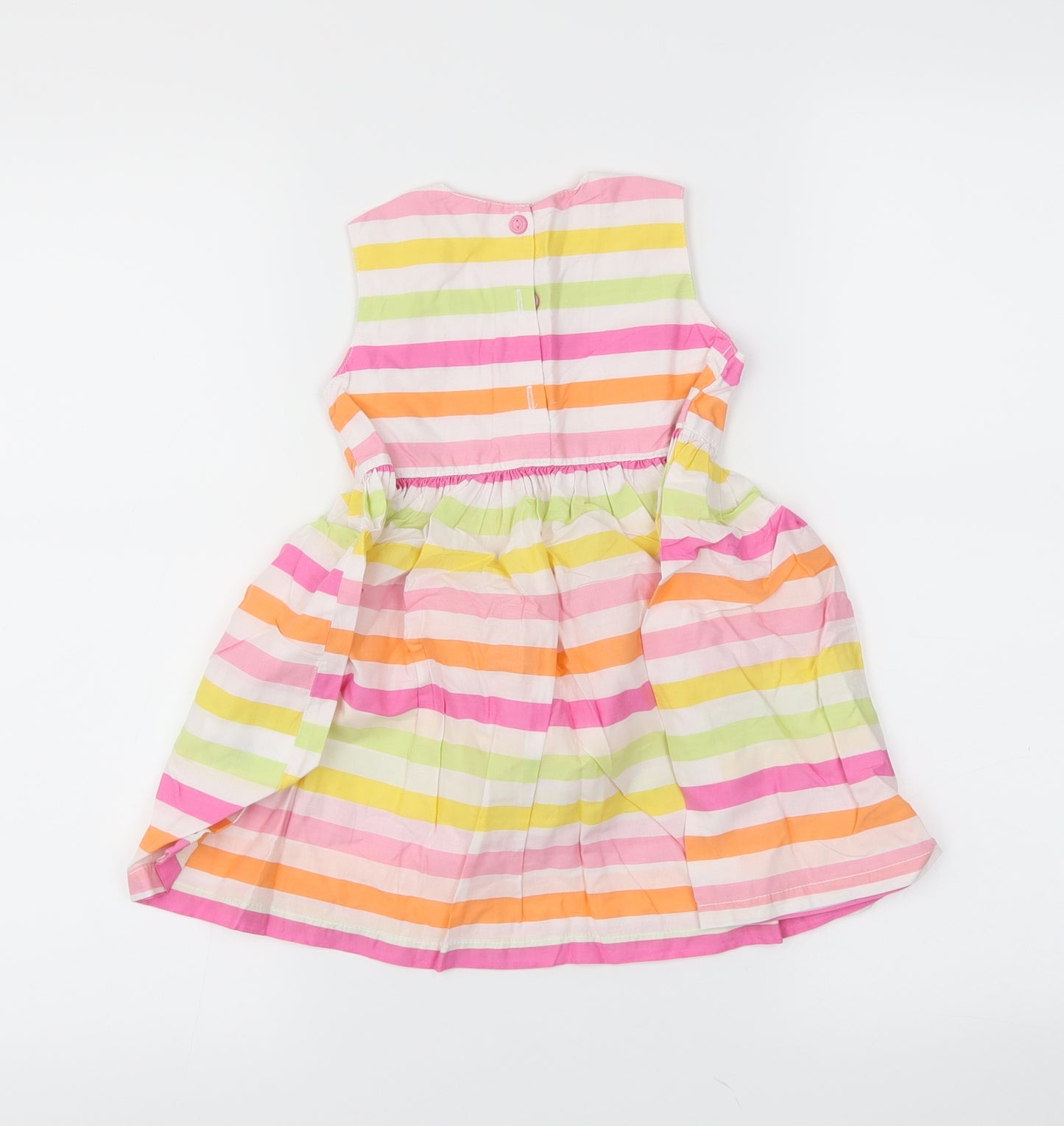 H&M Girls White Striped  Skater Dress  Size 12-18 Months