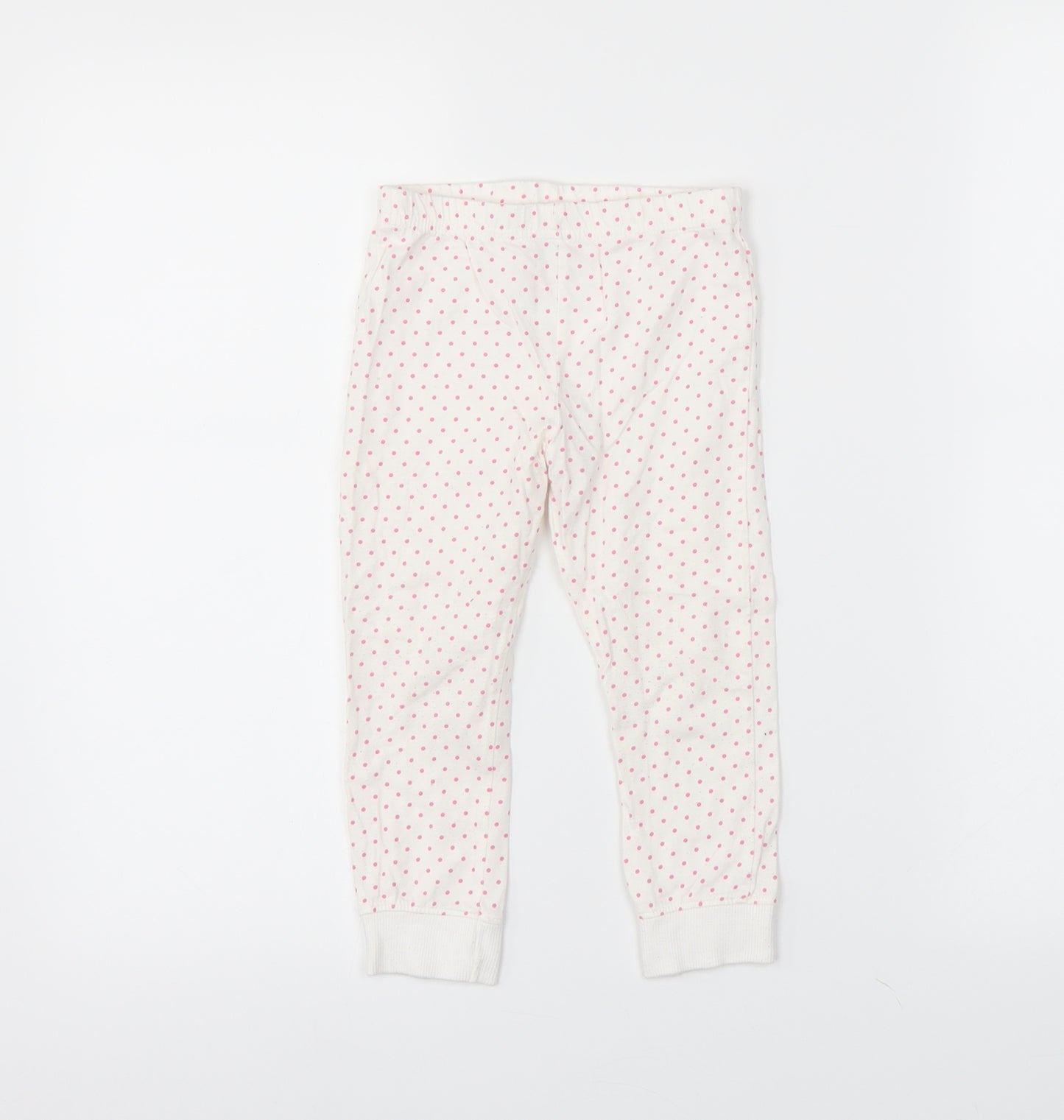 F&F Girls White Spotted  Jogger Trousers Size 2-3 Years