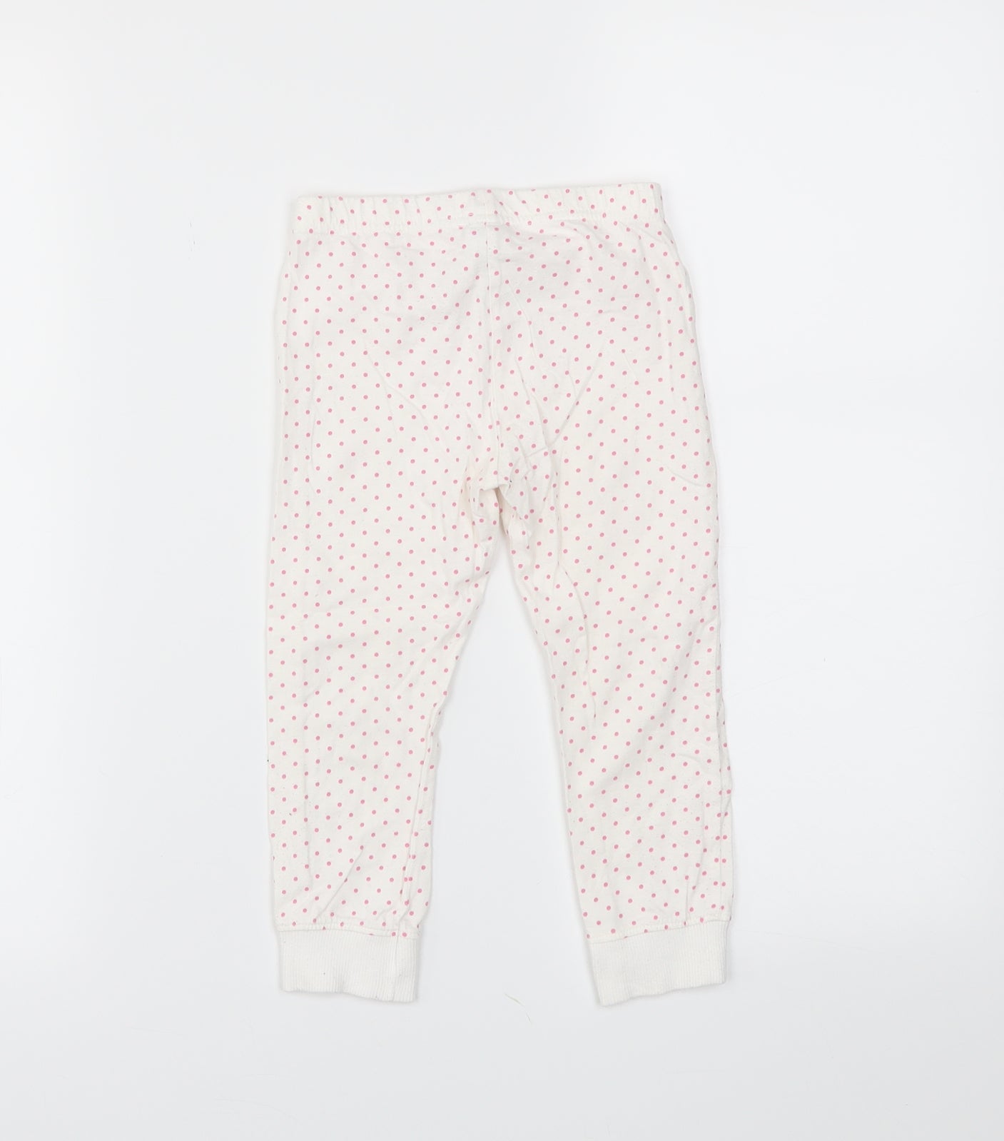 F&F Girls White Spotted  Jogger Trousers Size 2-3 Years