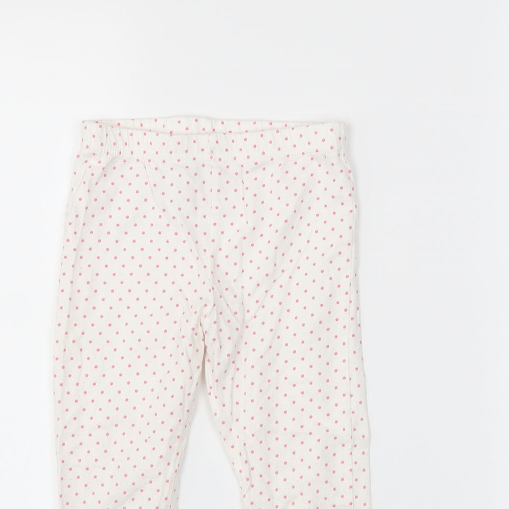 F&F Girls White Spotted  Jogger Trousers Size 2-3 Years