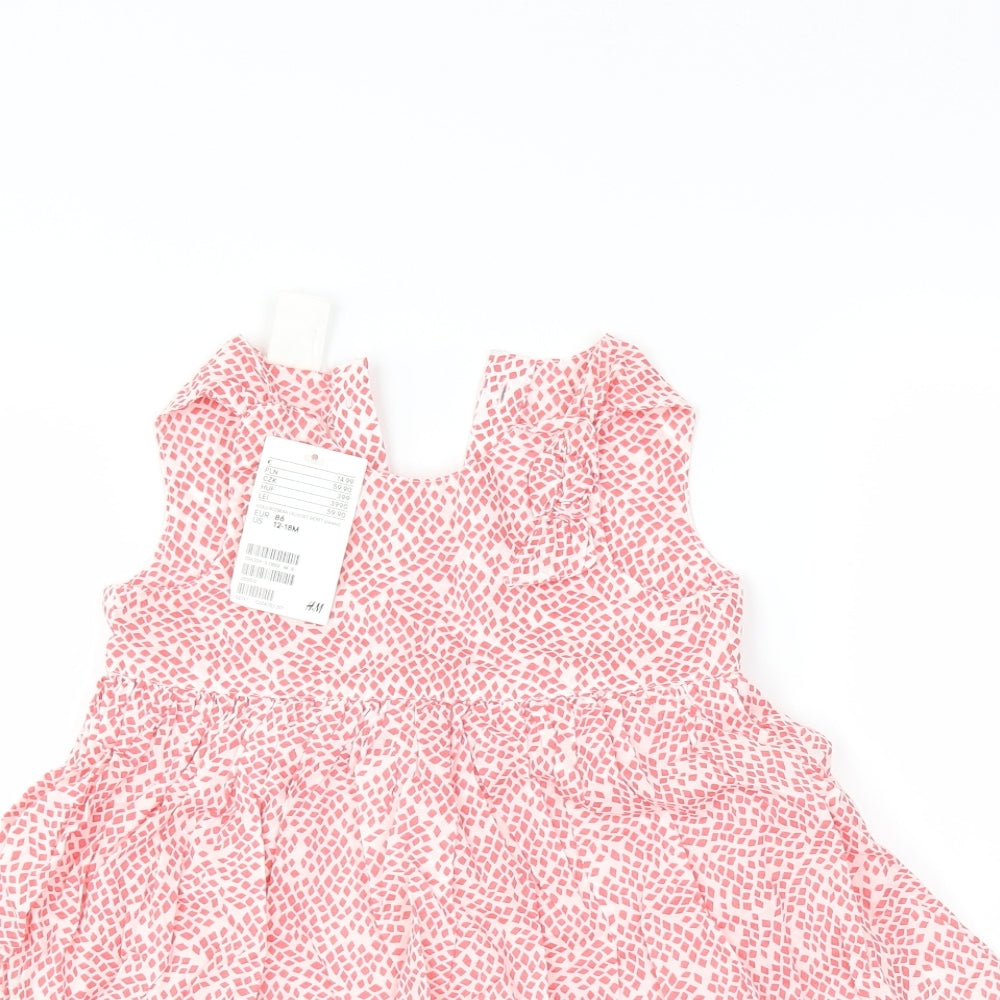 H&M Girls Red Spotted  Skater Dress  Size 18 Months