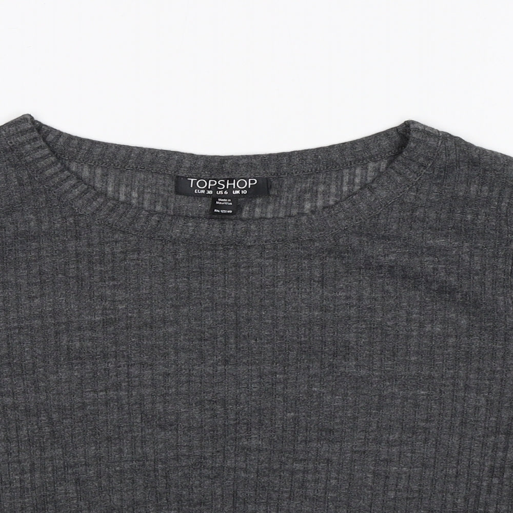 Topshop Womens Grey   Cropped T-Shirt Size 10