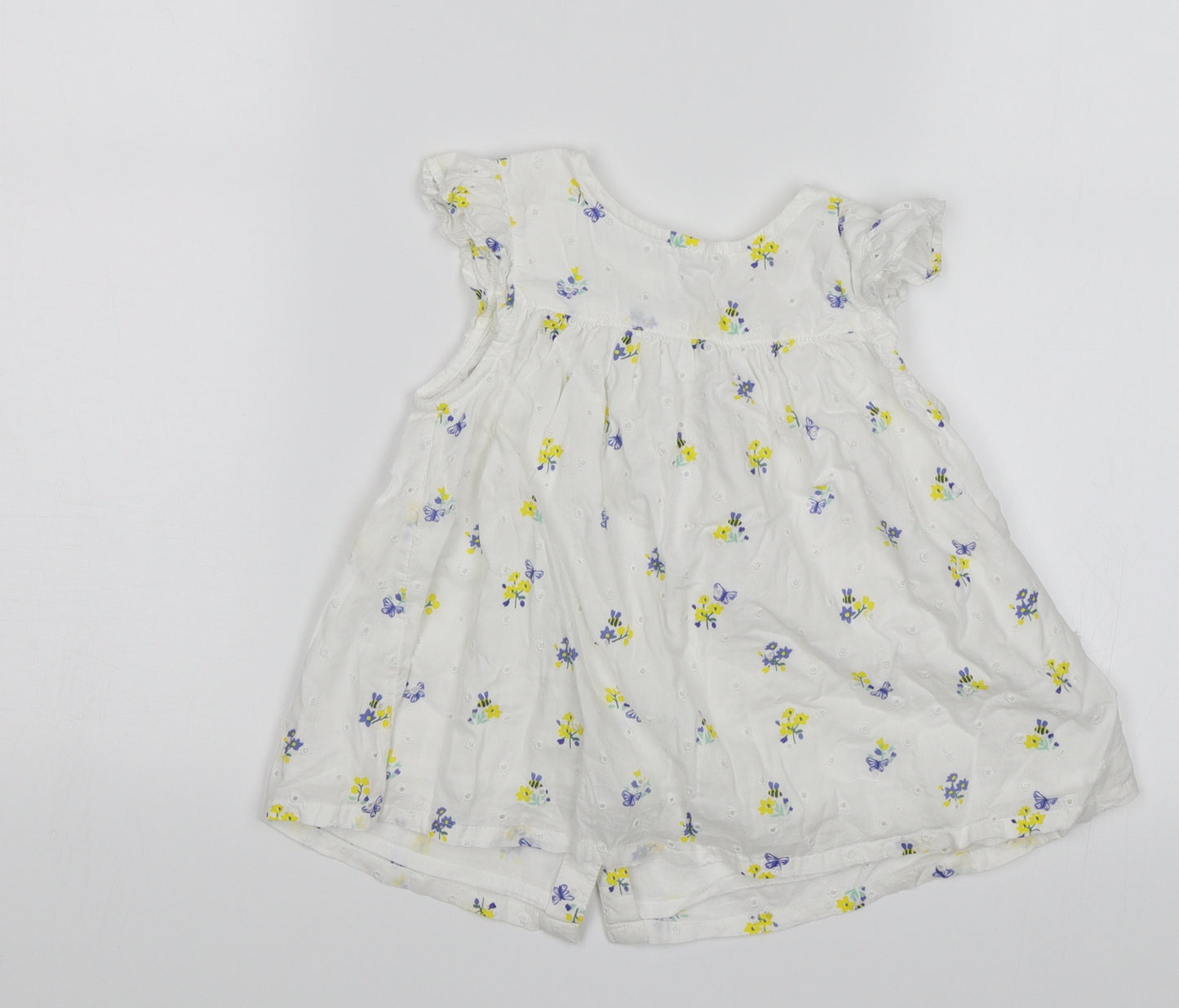 John Lewis Girls White Floral  Shift  Size 2-3 Years