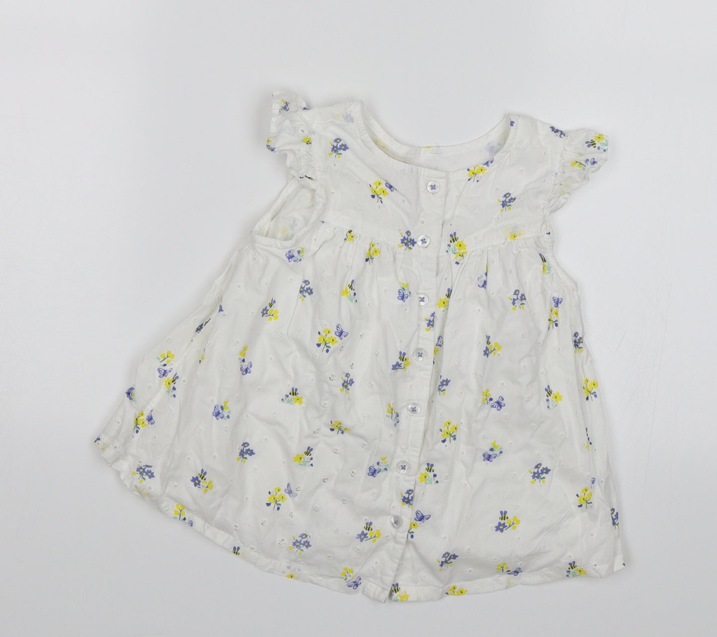 John Lewis Girls White Floral  Shift  Size 2-3 Years