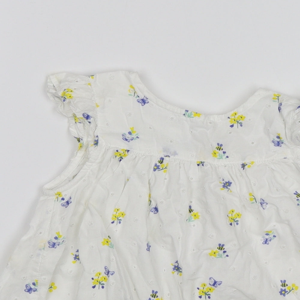 John Lewis Girls White Floral  Shift  Size 2-3 Years
