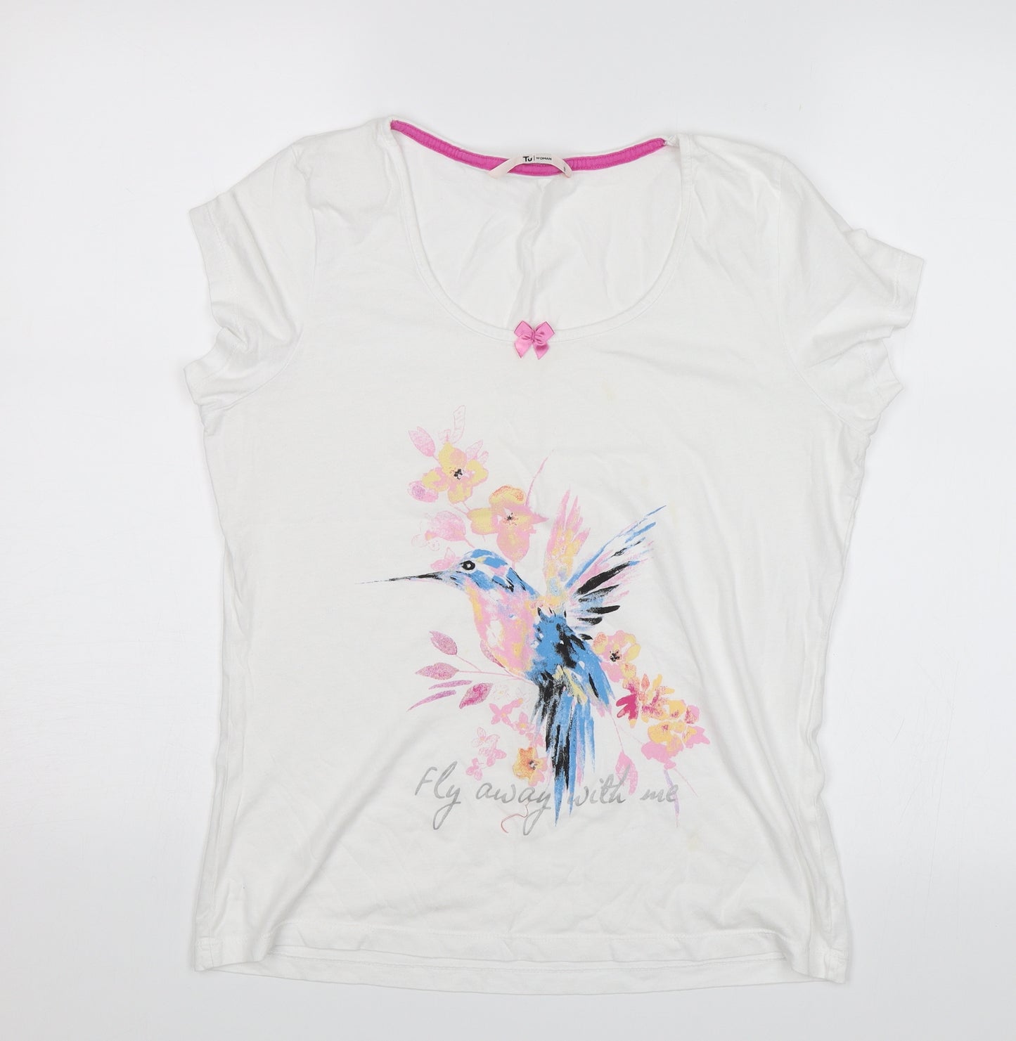 TU Womens White   Basic T-Shirt Size 12  - Fly away with me