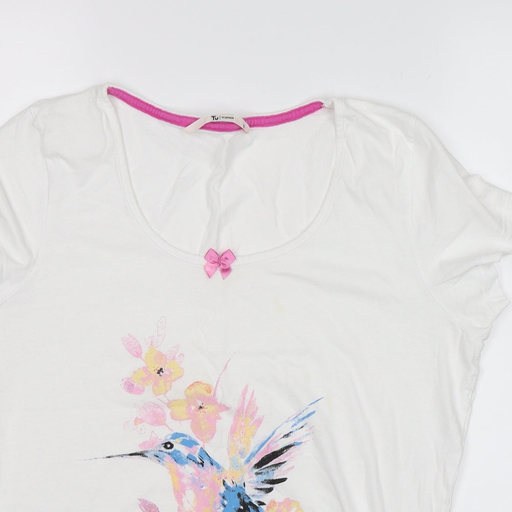 TU Womens White   Basic T-Shirt Size 12  - Fly away with me