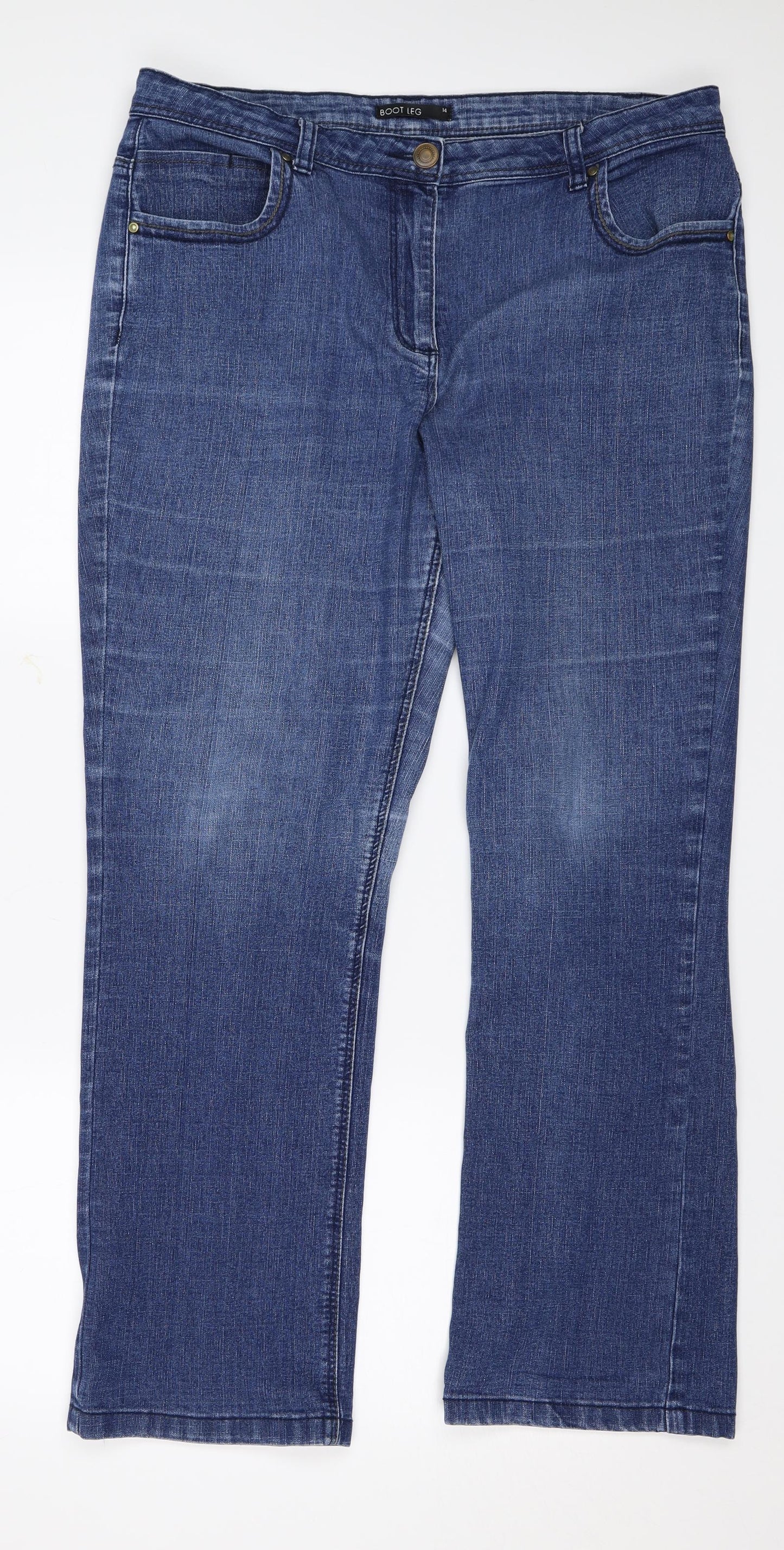 Preworn Womens Blue  Denim Bootcut Jeans Size 14 L28 in
